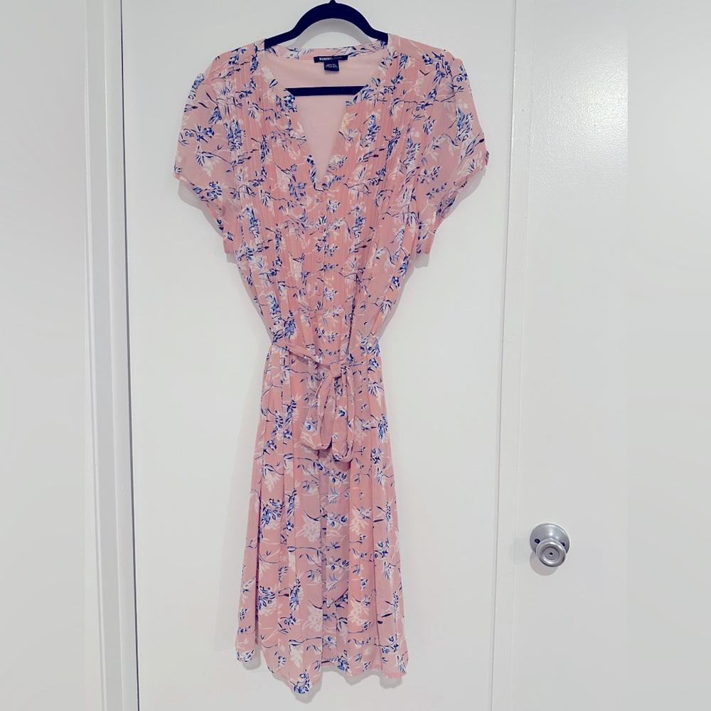 Robert Louis 3X Plus,🌸Pink & Blue Floral Dress 100% polyester w/Double lining